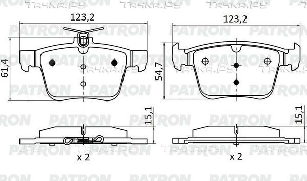 Тормозные колодки Patron задние для Skoda Superb III 2015-2026. Артикул PBP1308