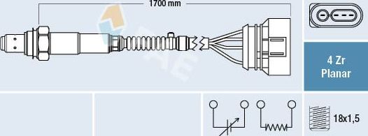 Лямбда-зонд (кислородный датчик) FAE. Артикул 77903