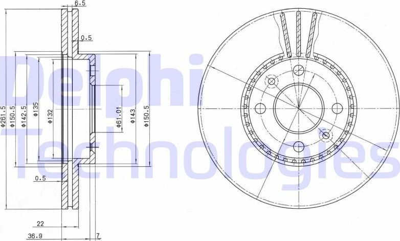 Тормозной диск Delphi. Артикул BG2693