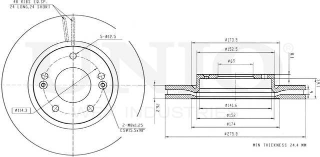 Диск тормозной (Unio). Артикул BRD-20430