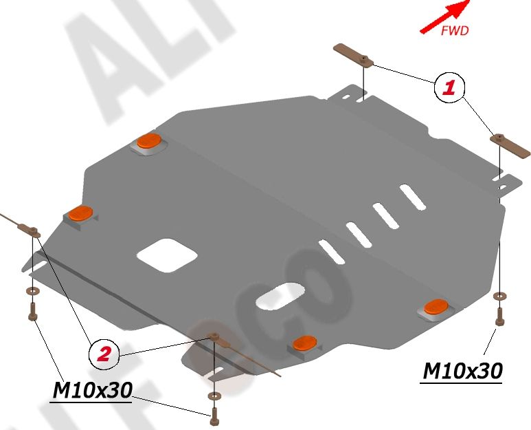 Защита алюминиевая Alfeco для картера и КПП Mitsubishi Outlander III 2012-2026. Артикул ALF.14.35 AL4