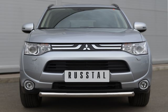 Защита RusStal переднего бампера d63 (дуга) для Mitsubishi Outlander III 2012-2014. Артикул MRZ-001047