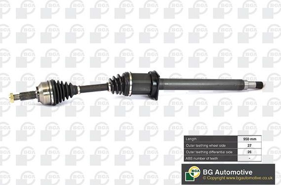 Полуось (привод в сборе, приводной вал) BGA. Артикул DS3300R