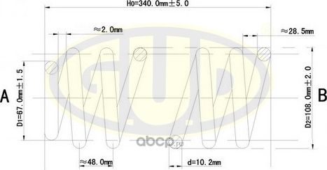 Пружина подвески G.U.D. задняя для Volkswagen Golf III 1991-1997. Артикул GCS295003