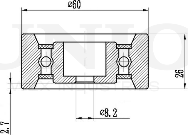 Ролик поликлинового ремня направляющий (Unio). Артикул TNS-10268