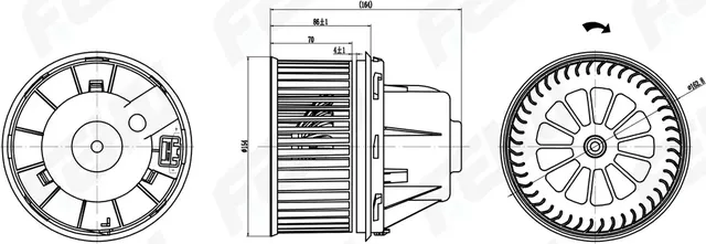 Электровентилятор отопителя для Ford Focus II (03-)/Mondeo IV (07-)/Volvo S40 (0 (Fehu). Артикул FFH1059