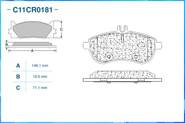 Колодки тормозные передние (Low Metallic) (Cworks). Артикул C11CR0181