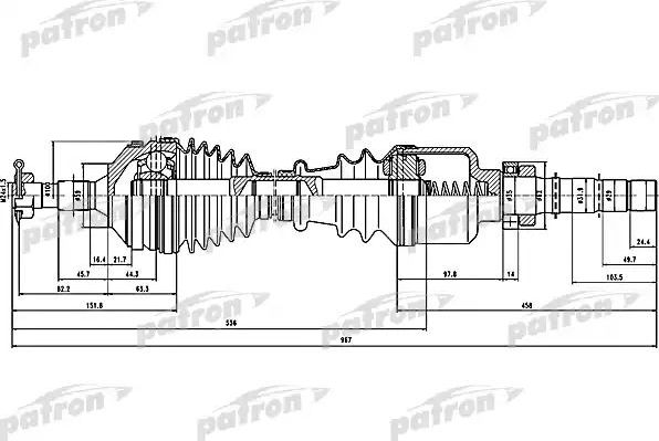 Полуось (привод в сборе, приводной вал) Patron. Артикул PDS1292