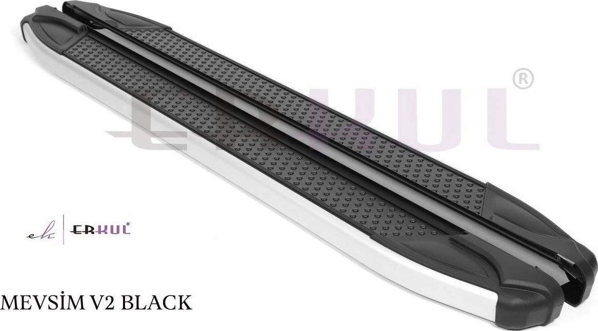 Пороги алюминиевые Erkul Mevsim V2 Black для Ford Explorer VI 2020-2026 ЧЕРНЫЕ. Артикул 12.MVM.07.21.V2.S