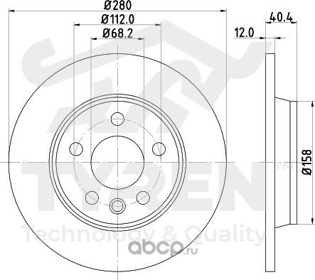Тормозной диск (Tyren). Артикул TYR1019671