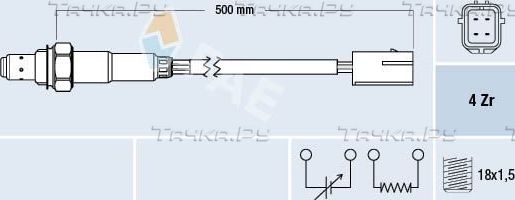 Лямбда-зонд (кислородный датчик) FAE для Chevrolet Lacetti 2005-2013. Артикул 77255