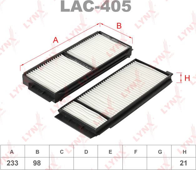 Салонный фильтр LYNXauto. Артикул LAC-405