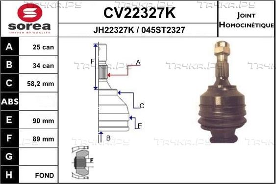 Шрус внутренний (граната) EAI. Артикул CV22327K