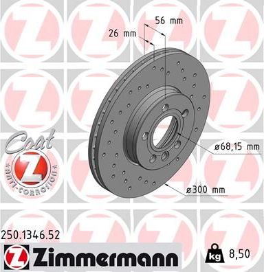 Тормозной диск Zimmermann SPORT Z. Артикул 250.1346.52