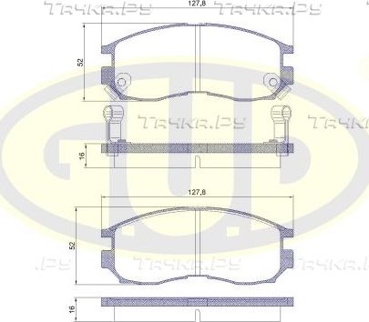 Тормозные колодки G.U.D. передние для Mitsubishi Lancer VI 1992-2003. Артикул GBP880160