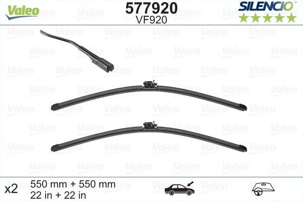 Щетки стеклоочистителя (дворники) Valeo Silencio Flat Blade. Артикул 577920