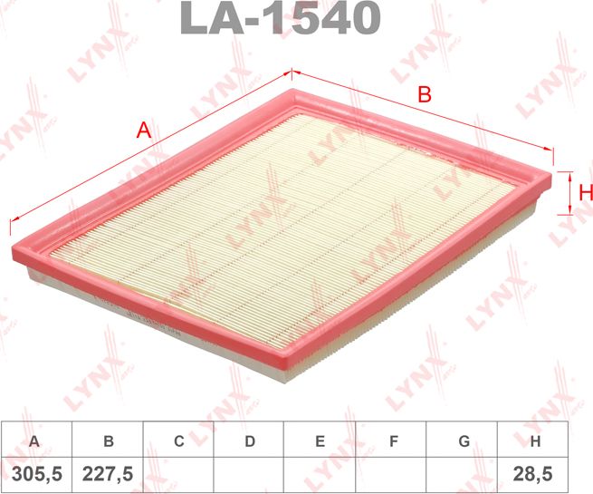 Воздушный фильтр LYNXauto. Артикул LA-1540