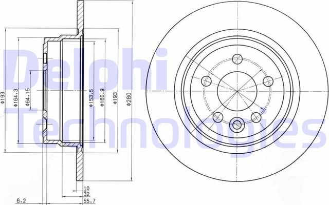 Тормозной диск Delphi задний для Rover 75 I 1999-2005. Артикул BG3550
