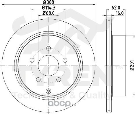 Тормозной диск (Tyren). Артикул TYR1011701