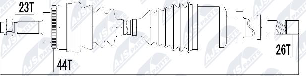 Полуось (привод в сборе, приводной вал) NTY для Renault Clio II 2004-2013. Артикул NPW-RE-018