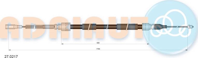 Трос ручника (тросик ручного тормоза) Adriauto. Артикул 27.0217