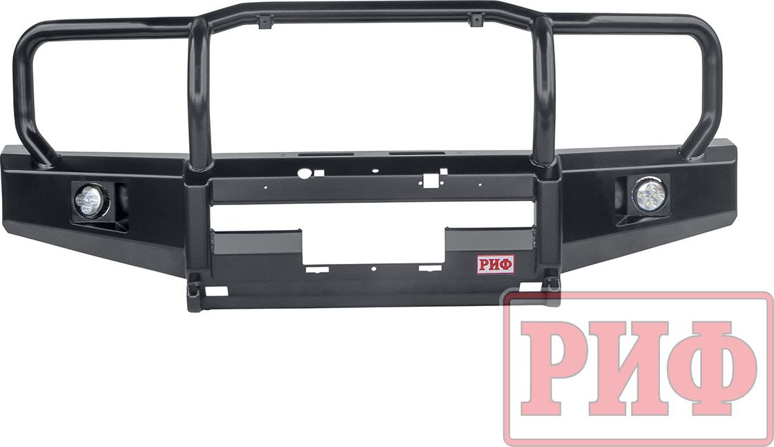 Бампер силовой РИФ передний без доп. фарами с защитной дугой под штатную лебедку для Toyota Land Cruiser 76 2007-2026. Артикул RIF076-11350