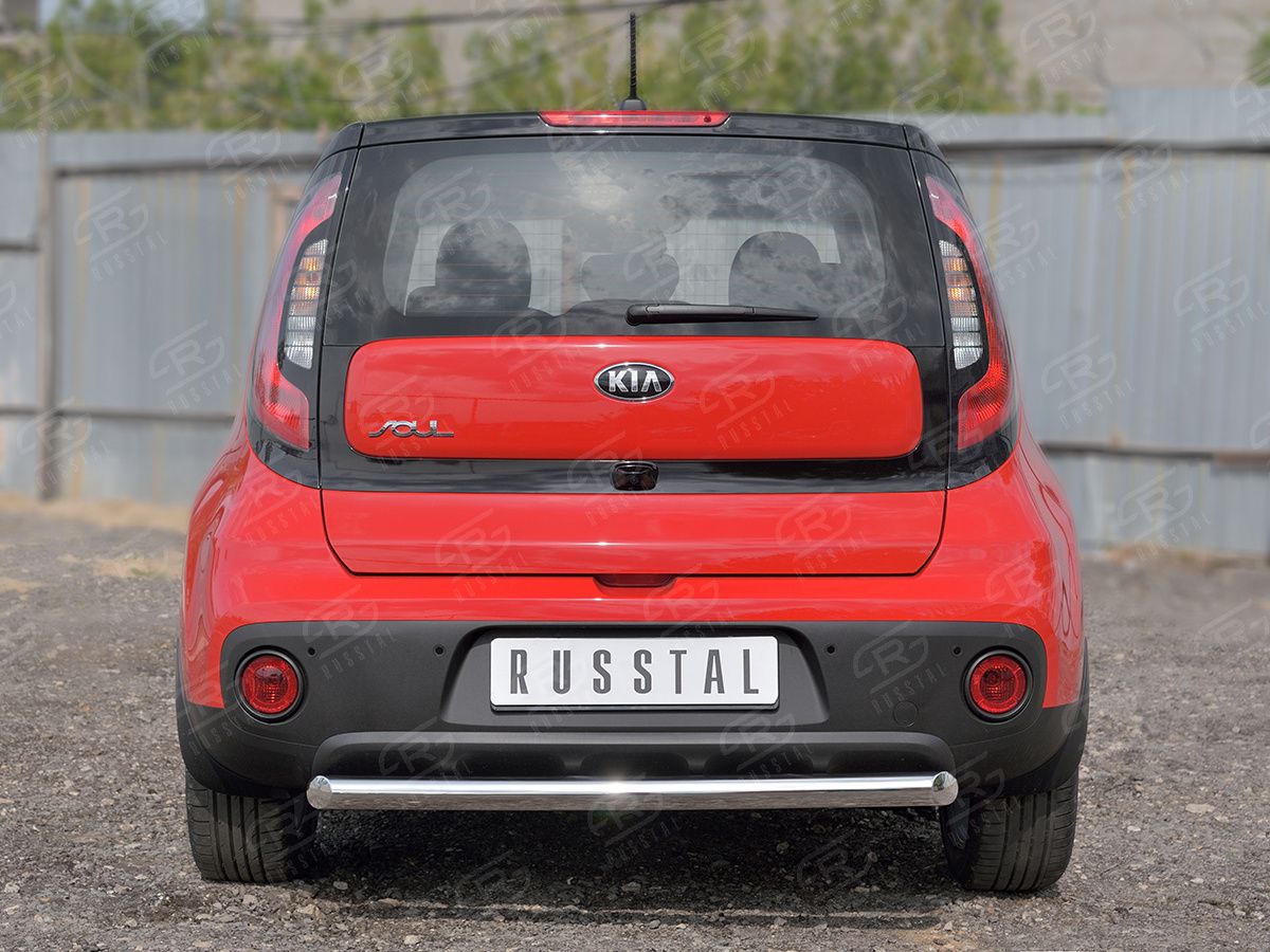 Защита RusStal заднего бампера d63 (дуга) для Kia Soul II 2016-2019. Артикул KSOZ-002758