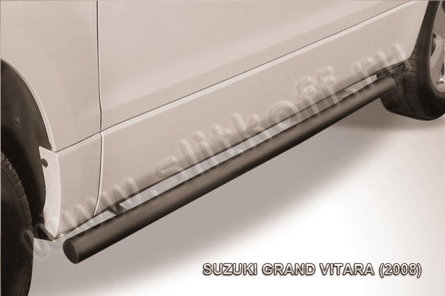 Пороги Slitkoff труба d76 ЧЕРНЫЕ матовые для Suzuki Grand Vitara III 3-дв. 2008-2012. Артикул SGV3D08010B