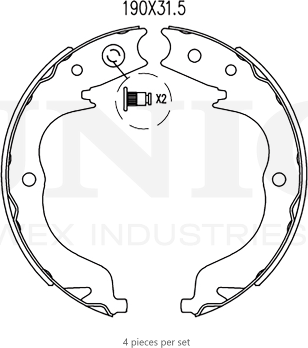 Колодки тормозные барабанные, комплект (Unio). Артикул BRP-10076