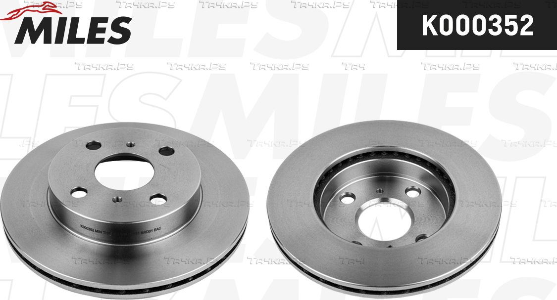 Тормозной диск Miles передний для Toyota Vios I 2002-2005. Артикул K000352