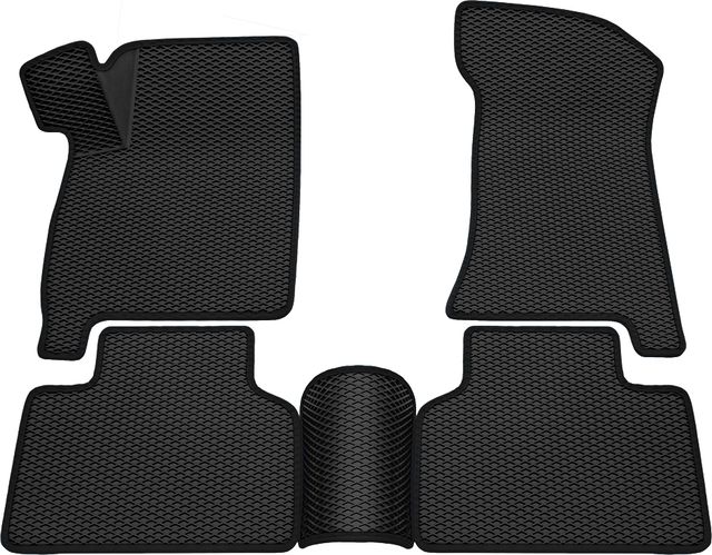 Коврики Rezkon 3D EVA ромб резиновые для салона Lada ВАЗ 2110 1995-2014 Черный кант. Артикул 9239050101