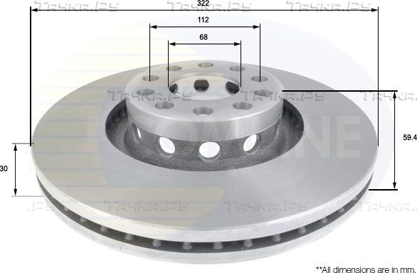 Тормозной диск Comline COATED передний для Audi A8 II (D3) 2002-2010. Артикул ADC1435V
