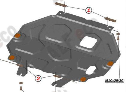 Защита алюминиевая Alfeco для картера и КПП Mitsubishi Outlander III 2012-2024. Артикул ALF.14.31al