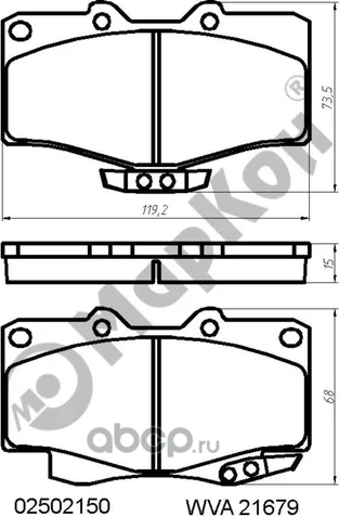 Колодки тормозные дисковые к-т с мех. индикатором износа Toyota Volkswagen Great (Markon). Артикул 02502150