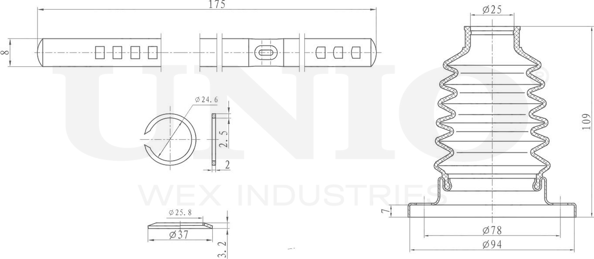 Пыльник ШРУС, комплект (Unio). Артикул DUC-30034K