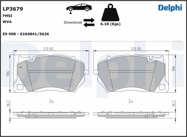 Тормозные колодки Delphi (Low-Metallic). Артикул LP3679