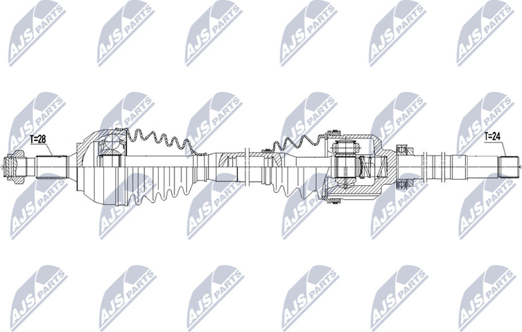 Полуось (привод в сборе, приводной вал) NTY. Артикул NPW-PE-065