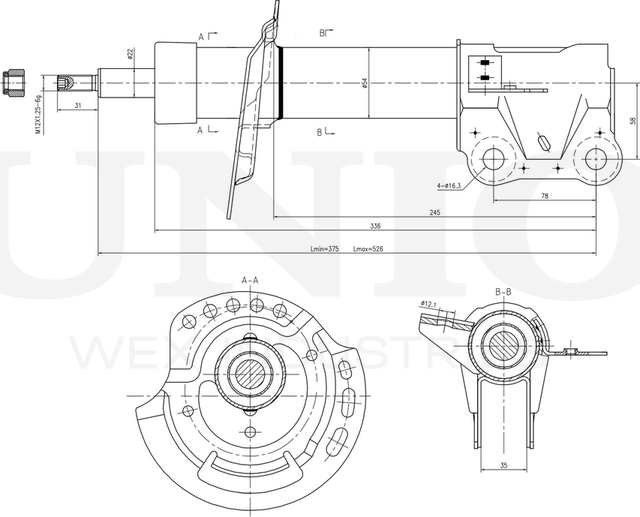 Амортизатор подвески (Unio). Артикул SAB-10779