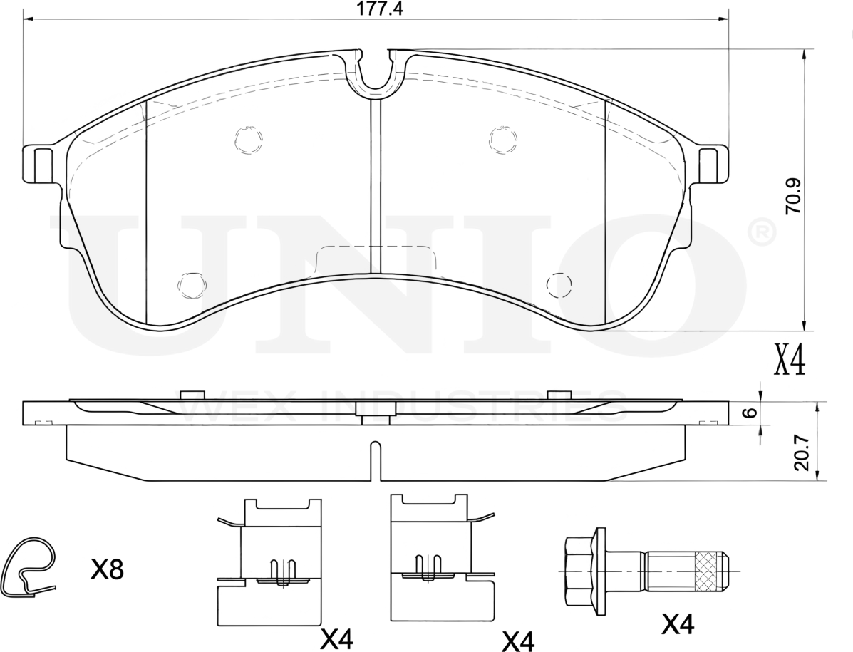 Колодки тормозные дисковые, комплект (Unio). Артикул BRP-20480