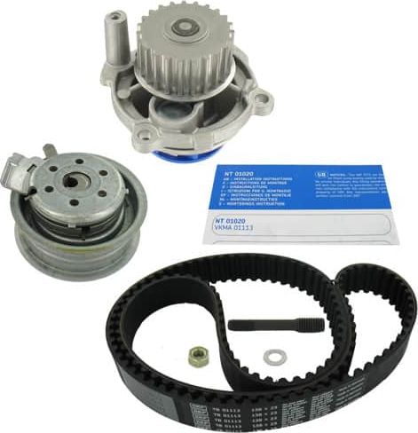 Помпа (водяной насос) с комплектом ремня ГРМ SKF для Volkswagen Passat B6 2005-2010. Артикул VKMC 01113-1