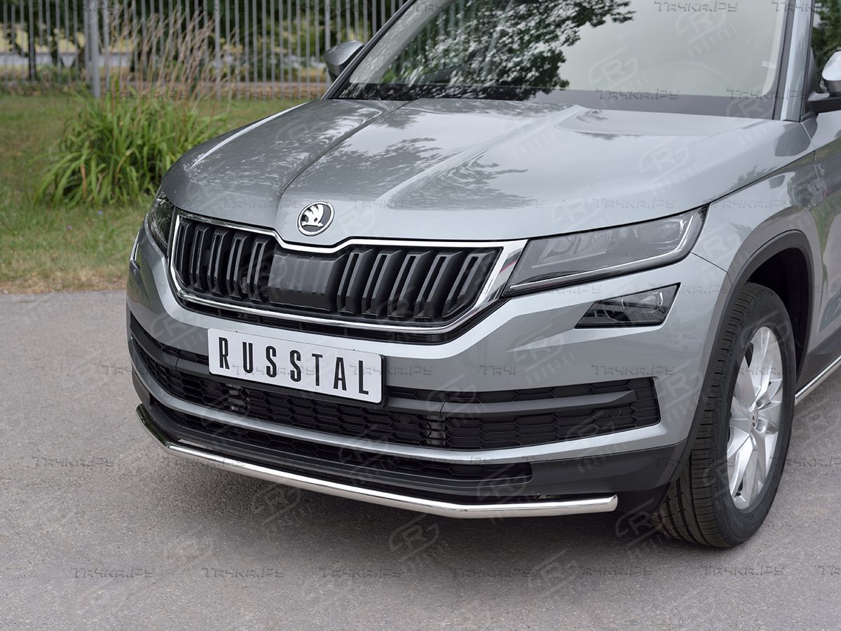 Защита RusStal переднего бампера d42 секции для Skoda Kodiaq 2017-2024.  Артикул SKKZ-002766 - купить в Воронеже, каталог с ценами. Доставка по всей  России. Магазин Тачка.Ру