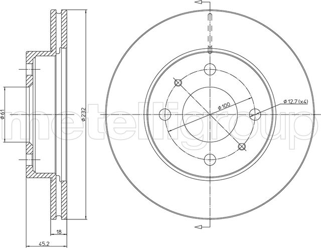 Тормозной диск Metelli. Артикул 23-0457