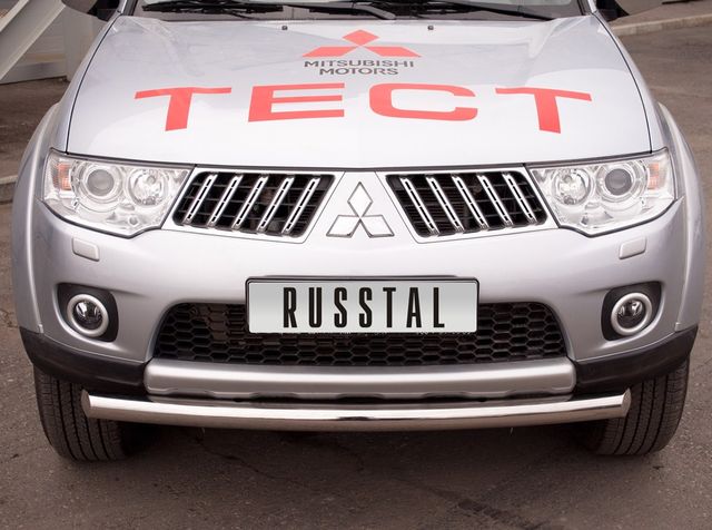 Защита RusStal переднего бампера d76 (дуга) для Mitsubishi Pajero Sport II 2010-2016. Артикул PSZ-000920