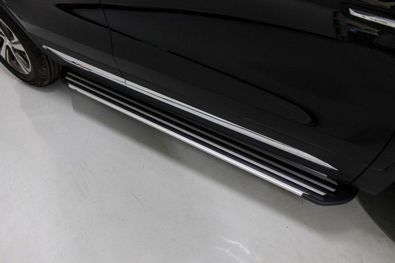 Пороги алюминиевые ТСС Slim Line Silver 1720 мм для Changan CS75 FL 2020-2023. Артикул CHANCS7520-25S