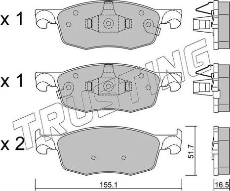 Тормозные колодки Trusting передние для Toyota Yaris XP210 2020-2026. Артикул 1282.0