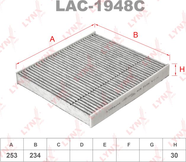 Салонный фильтр LYNXauto. Артикул LAC-1948C