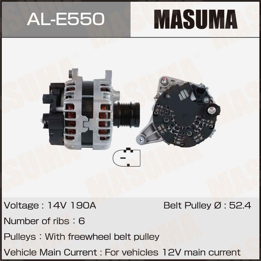 Генератор MASUMA, MERCEDES-BENZ / M 274, M 264, M 270 (14V/190A). Артикул ALE550