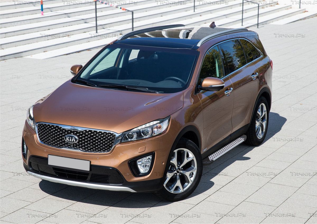 Пороги алюминиевые Rival Bmw-Style круг для Kia Sorento III Prime 2015-2017. Артикул D180AL.2803.3