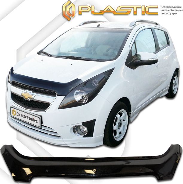 Дефлектор СА Пластик для капота (Classic черный) для Chevrolet Spark III 2009-2015. Артикул 2010010105723