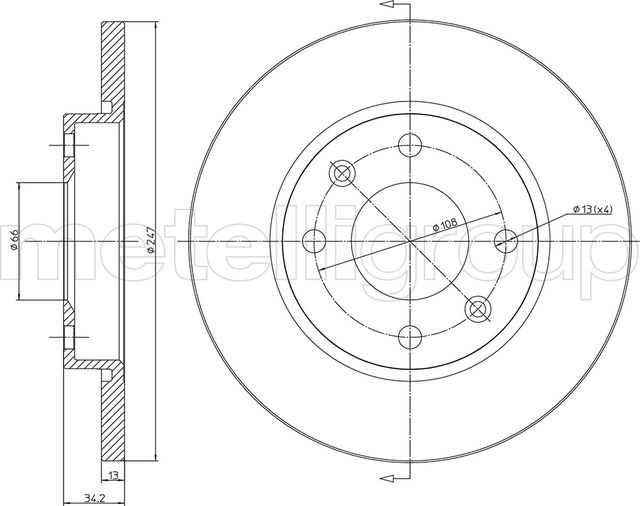 Тормозной диск Metelli. Артикул 23-0486C